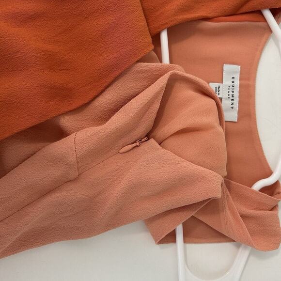 Equipment Femme Galane Two Tone Midi Dress Woman Size 4 Orange Peach - Picture 7 of 9